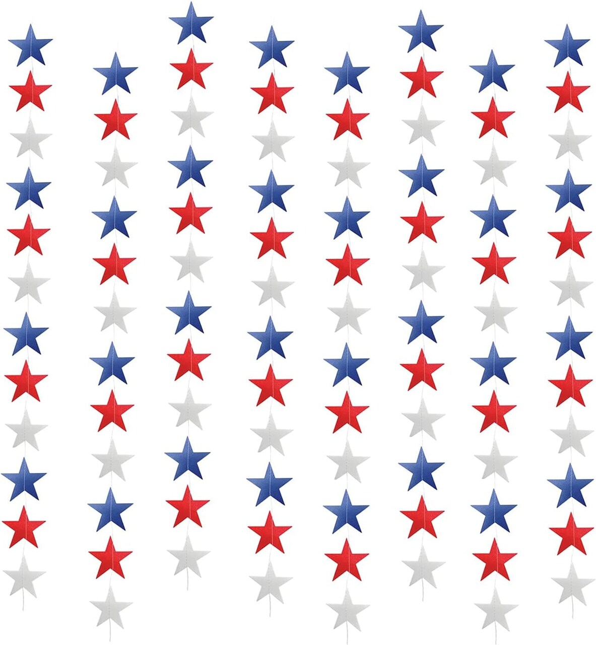Patriotic Star Streamers Banner Garland Party Decorations for 4th of July